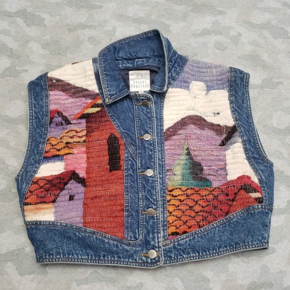 Robert Comstock Jackets & Blazers - Vintage Robert Comstock Vest Womens 10 Blue Tapestry Denim Sleeveless